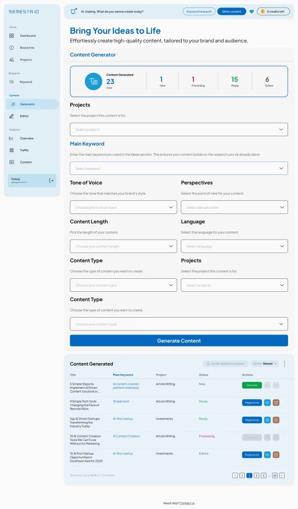 semesta content generation